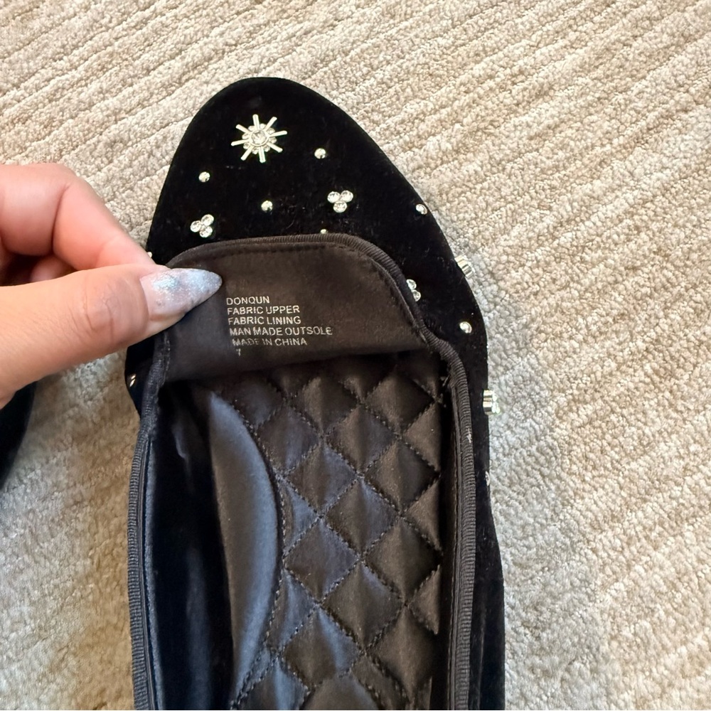 Birdies Starling Crystal Velvet Flat in Black Size: 7 - Picture 12 of 12